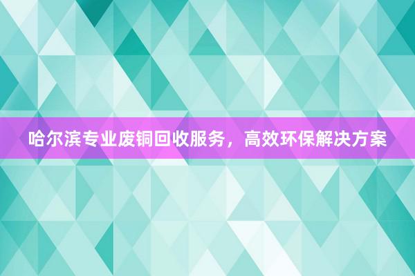 哈尔滨专业废铜回收服务，高效环保解决方案